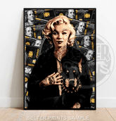 Tattooed Monroe With Doberman | Marilyn Lux Design - Print